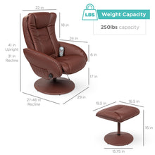 Load image into Gallery viewer, Faux Leather Electric Massage Recliner Chair w/ Stool Ottoman, Remote
