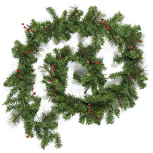 Load image into Gallery viewer, 9ft Pre-Lit Christmas Garland w/ 50 Lights, Pine Cones, Berries
