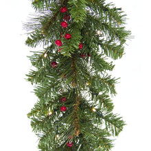 Load image into Gallery viewer, 9ft Pre-Lit Christmas Garland w/ 50 Lights, Pine Cones, Berries
