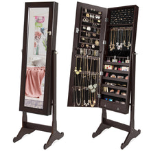 Load image into Gallery viewer, Full Length Tilting Mirrored Jewelry Cabinet Armoire w/ Velvet Interior
