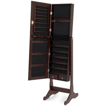 Load image into Gallery viewer, Full Length Tilting Mirrored Jewelry Cabinet Armoire w/ Velvet Interior
