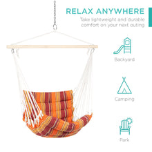 Load image into Gallery viewer, Padded Indoor/Outdoor Cotton Hammock Chair w/ 40in Spreader Bar
