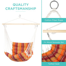 Load image into Gallery viewer, Padded Indoor/Outdoor Cotton Hammock Chair w/ 40in Spreader Bar
