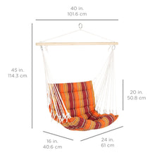 Load image into Gallery viewer, Padded Indoor/Outdoor Cotton Hammock Chair w/ 40in Spreader Bar
