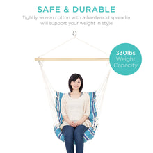 Load image into Gallery viewer, Padded Indoor/Outdoor Cotton Hammock Chair w/ 40in Spreader Bar
