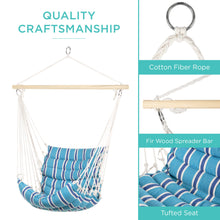 Load image into Gallery viewer, Padded Indoor/Outdoor Cotton Hammock Chair w/ 40in Spreader Bar
