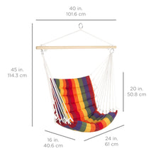 Load image into Gallery viewer, Padded Indoor/Outdoor Cotton Hammock Chair w/ 40in Spreader Bar
