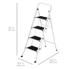 Load image into Gallery viewer, Folding Steel 4-Step Ladder w/ Hand Rail, Wide Steps, 300lbs Capacity
