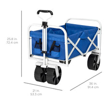 Load image into Gallery viewer, Folding Utility Wagon Garden Beach Cart w/ All-Terrain Wheels - Blue
