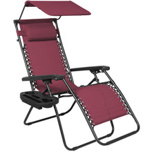 Load image into Gallery viewer, Folding Zero Gravity Recliner Lounge Chair w/ Canopy, Cup Holder
