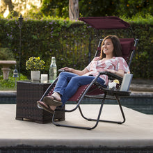 Load image into Gallery viewer, Folding Zero Gravity Recliner Lounge Chair w/ Canopy, Cup Holder
