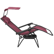 Load image into Gallery viewer, Folding Zero Gravity Recliner Lounge Chair w/ Canopy, Cup Holder
