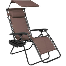 Load image into Gallery viewer, Folding Zero Gravity Recliner Lounge Chair w/ Canopy, Cup Holder
