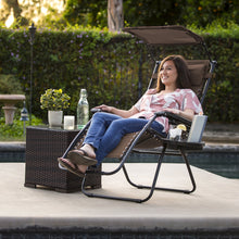 Load image into Gallery viewer, Folding Zero Gravity Recliner Lounge Chair w/ Canopy, Cup Holder
