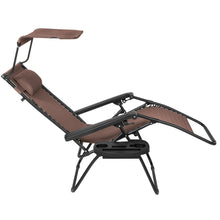 Load image into Gallery viewer, Folding Zero Gravity Recliner Lounge Chair w/ Canopy, Cup Holder
