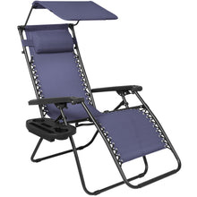 Load image into Gallery viewer, Folding Zero Gravity Recliner Lounge Chair w/ Canopy, Cup Holder
