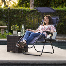 Load image into Gallery viewer, Folding Zero Gravity Recliner Lounge Chair w/ Canopy, Cup Holder
