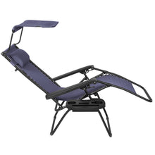 Load image into Gallery viewer, Folding Zero Gravity Recliner Lounge Chair w/ Canopy, Cup Holder
