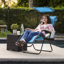 Load image into Gallery viewer, Folding Zero Gravity Recliner Lounge Chair w/ Canopy, Cup Holder
