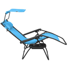 Load image into Gallery viewer, Folding Zero Gravity Recliner Lounge Chair w/ Canopy, Cup Holder
