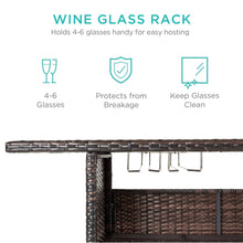 Load image into Gallery viewer, Outdoor Wicker Bar Counter Table w/ 2 Steel Shelves, 2 Rails
