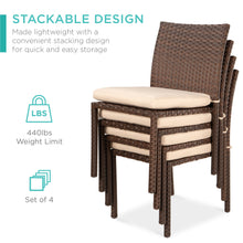Load image into Gallery viewer, Set of 4 Stackable Outdoor Patio Wicker Chairs w/ Cushions, UV-Resistance
