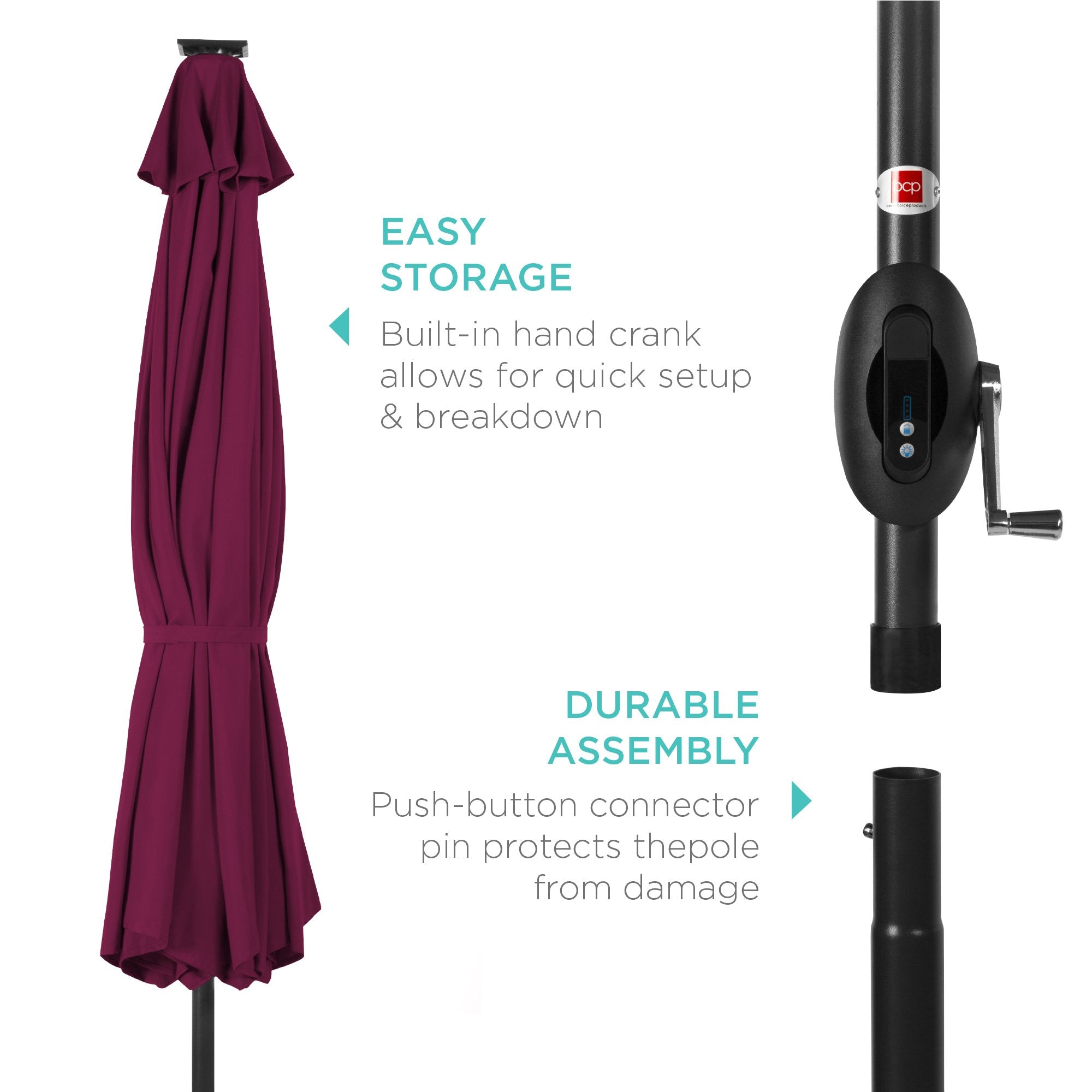 10ft Solar Patio Umbrella w/ USB Charger, Portable Power Bank –  rosalight2f.com