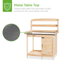 Load image into Gallery viewer, Garden Wooden Potting Bench w/ Metal Tabletop - Natural
