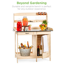 Load image into Gallery viewer, Garden Wooden Potting Bench w/ Metal Tabletop - Natural
