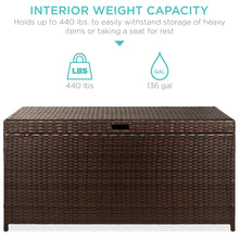 Load image into Gallery viewer, Indoor/Outdoor Wicker Storage Box w/ Steel Frame, Lift-Up Top - 136 Gallons
