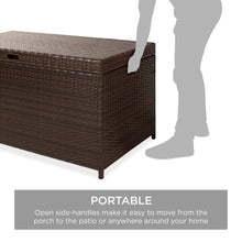 Load image into Gallery viewer, Indoor/Outdoor Wicker Storage Box w/ Steel Frame, Lift-Up Top - 136 Gallons
