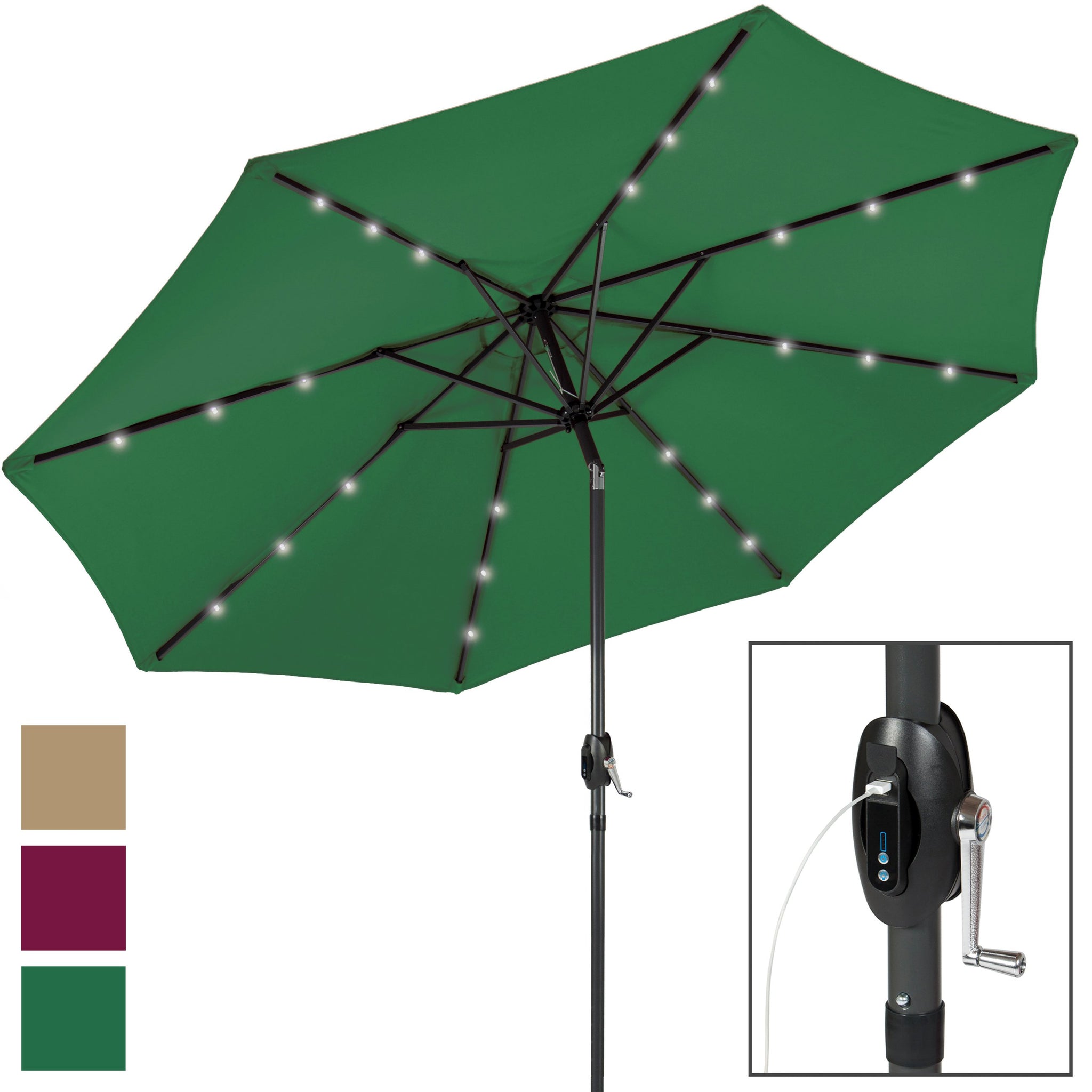 10ft solar patio umbrella w usb charger portable power bank 10ft Solar Patio Umbrella w/ USB Charger, Portable Power Bank –  rosalight2f.com