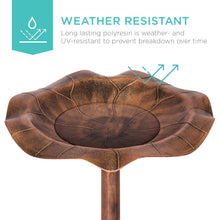 Load image into Gallery viewer, Lily Leaf Pedestal Bird Bath Decoration Accent w/ Floral Accents
