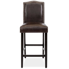 Load image into Gallery viewer, Set of 2 30in Faux Leather Counter Height Bar Stools w/ Studded Trim Back
