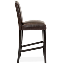 Load image into Gallery viewer, Set of 2 30in Faux Leather Counter Height Bar Stools w/ Studded Trim Back
