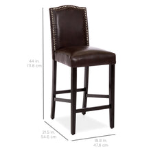 Load image into Gallery viewer, Set of 2 30in Faux Leather Counter Height Bar Stools w/ Studded Trim Back

