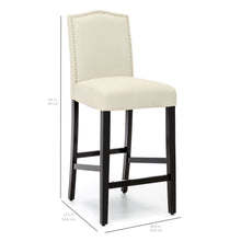 Load image into Gallery viewer, Set of 2 30in Faux Leather Counter Height Bar Stools w/ Studded Trim Back
