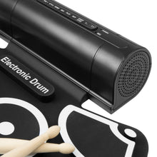 Load image into Gallery viewer, Foldable Electronic Drum Set w/ USB MIDI, Drumsticks - Black
