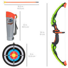 Load image into Gallery viewer, Kids 24in Light-Up Archery Toy Play Set w/ Bow, 3 Arrows, Quiver, Target
