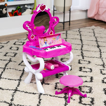 Load image into Gallery viewer, Kids Princess Vanity Toy Set and Keyboard Combo w/ Stool, Accessories
