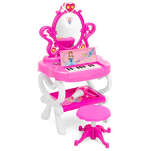 Load image into Gallery viewer, Kids Princess Vanity Toy Set and Keyboard Combo w/ Stool, Accessories

