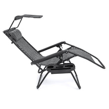 Load image into Gallery viewer, Folding Zero Gravity Recliner Lounge Chair w/ Canopy, Cup Holder
