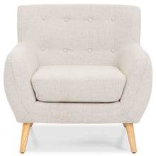 Load image into Gallery viewer, Mid-Century Modern Tufted Linen Accent Chair
