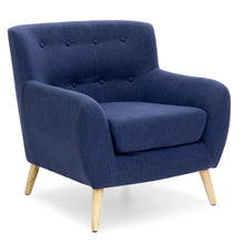 Load image into Gallery viewer, Mid-Century Modern Tufted Linen Accent Chair

