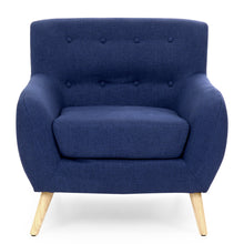 Load image into Gallery viewer, Mid-Century Modern Tufted Linen Accent Chair
