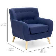 Load image into Gallery viewer, Mid-Century Modern Tufted Linen Accent Chair

