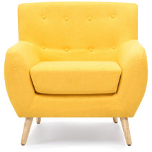 Load image into Gallery viewer, Mid-Century Modern Tufted Linen Accent Chair
