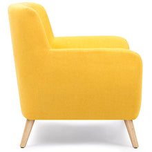 Load image into Gallery viewer, Mid-Century Modern Tufted Linen Accent Chair

