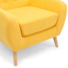 Load image into Gallery viewer, Mid-Century Modern Tufted Linen Accent Chair
