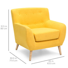 Load image into Gallery viewer, Mid-Century Modern Tufted Linen Accent Chair
